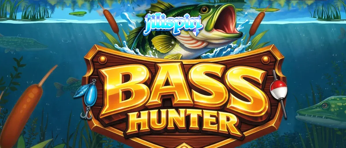 Bass Hunter slot game interface na nagpapakita ng mga isda at fishing gear